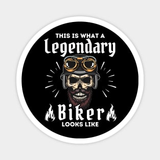 Skull Legendary Biker Motorcycle Mania Magnet